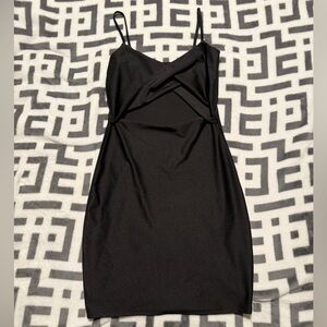Attirance Cut Out Black Mini Dress w/ Twist Front